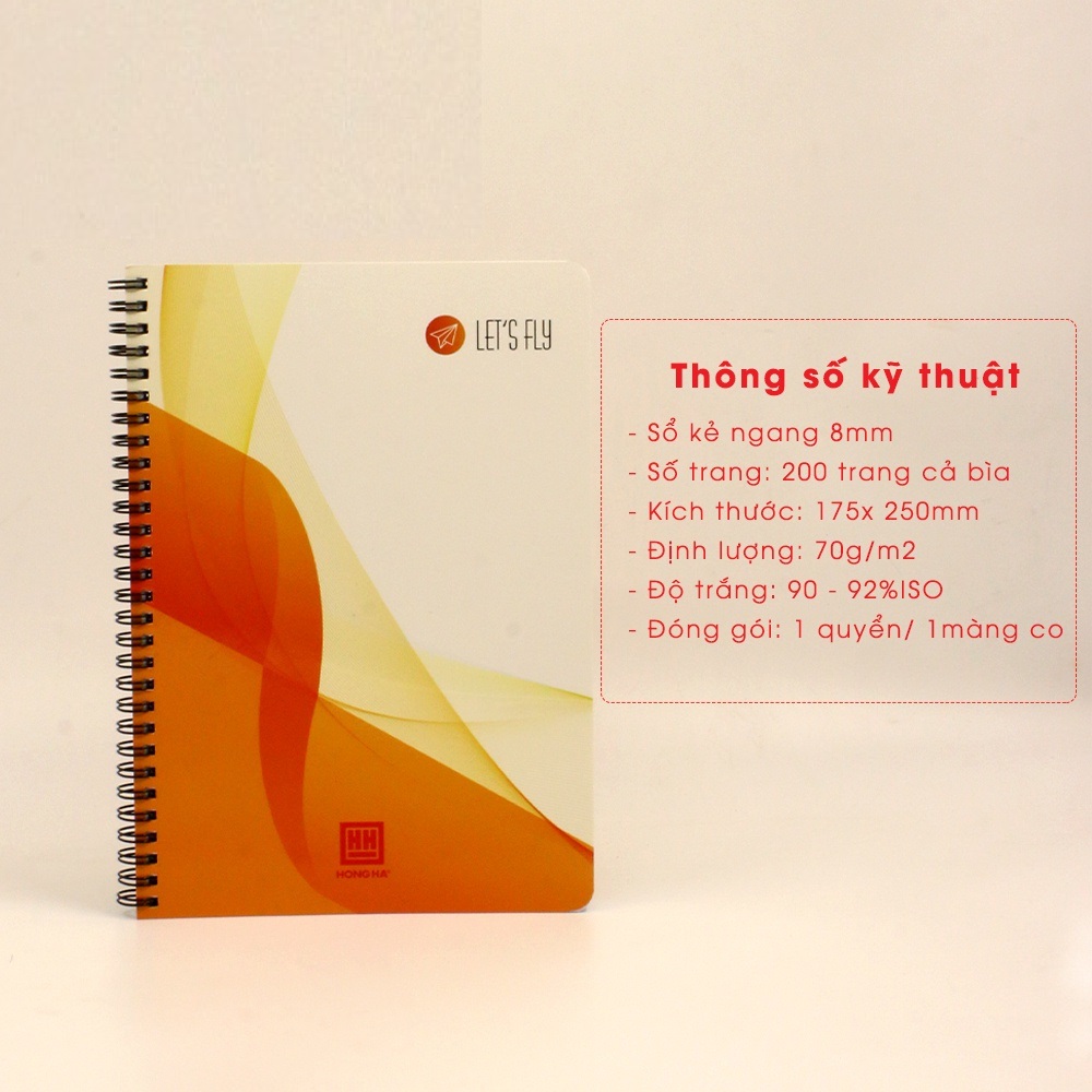 Sổ Lò Xo Kẻ Ngang 200 Trang Kích Thước B5 Let's Fly – 4002 Thiết Kế Hiện Đại, Màu Sắc Trẻ Trung, Tinh Tế Thích Hợp Cho Dân Văn Phòng.