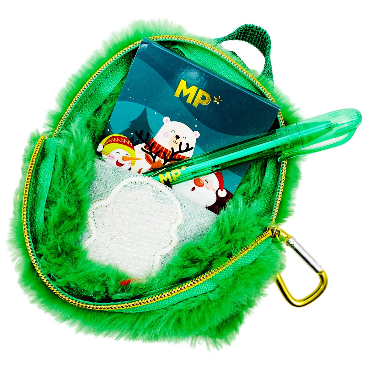 Bóp Viết Mini Giáng Sinh Kèm Sổ Tay Và Bút Bi - MP CH57014 - Màu Xanh Lá