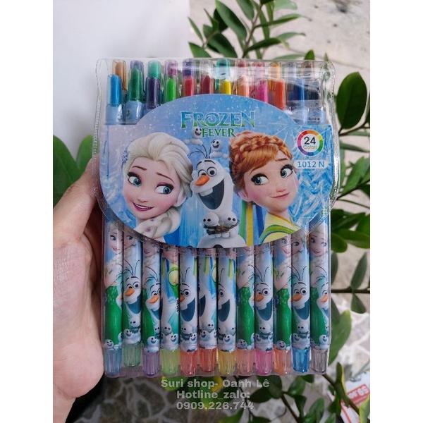 Bút sáp tô màu vặn 24 màu Kitty và Đôremon