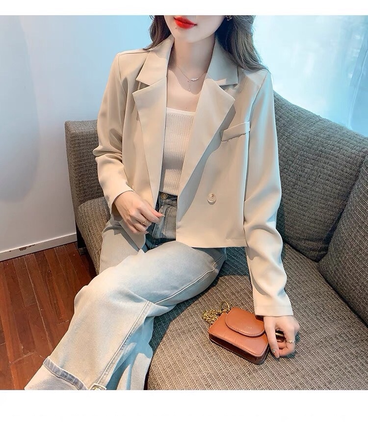 Áo blazer nữ dáng croptop dài tay Áo vest công sở nữ mùa đông dáng ngắn chất liệu tuyết mưa 2 lớp sang trọng thanh lịch