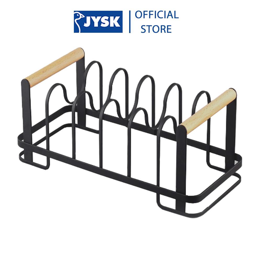 Giá xếp vung nồi | JYSK Mala | sắt sơn tĩnh điện | đen | D30xR13xC12cm