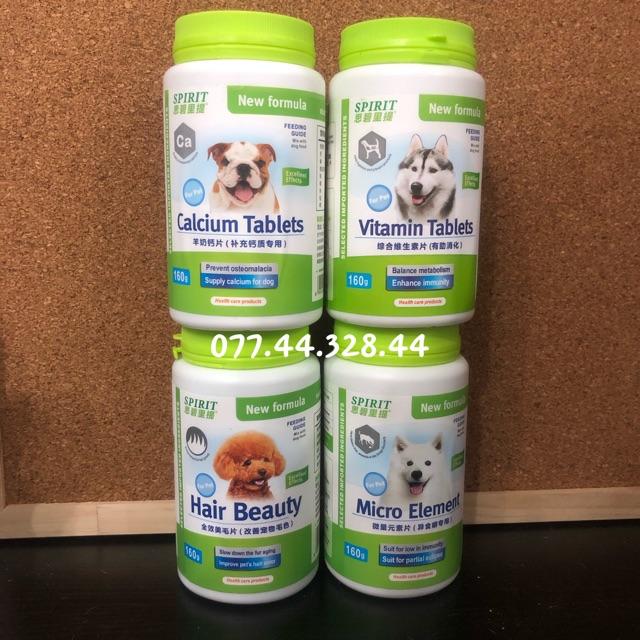 1 viên Canxi/Vitamin/Khoáng/Dưỡng lông bổ sung dinh dưỡng, kích thích ăn uống cho chó mèo chính hãng Spirit