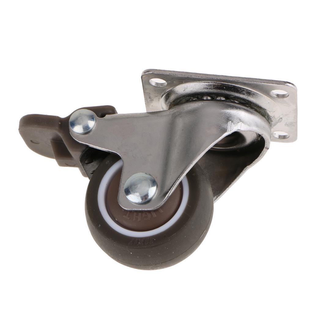 4Pcs Heavy Duty Swivel Bearing Caster Wheels Rubber Base with Top Plate 1.5"