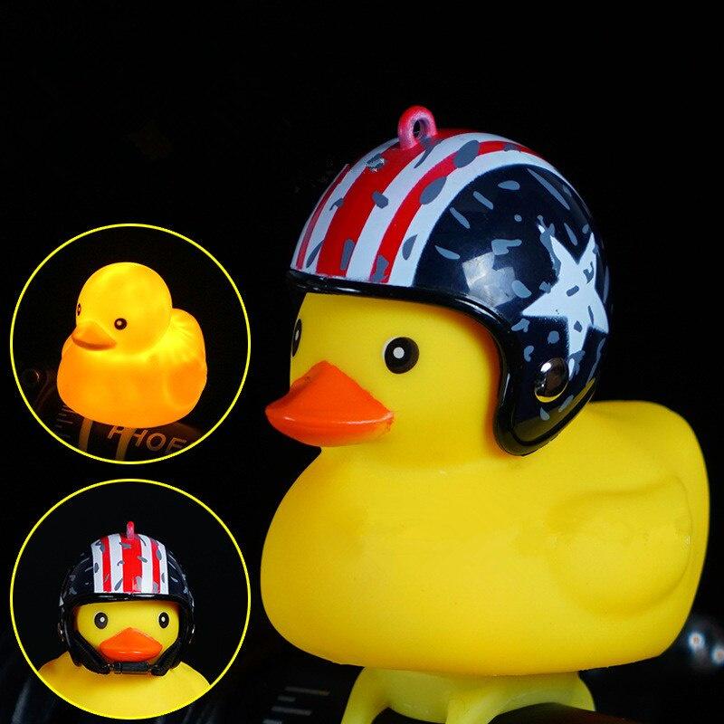 2020 Cartoon Bicycle Bells Yellow Silica Gel Duck Helmet Head Light Shining Mountain Bike Handlebar Duck Light Bell Accessories