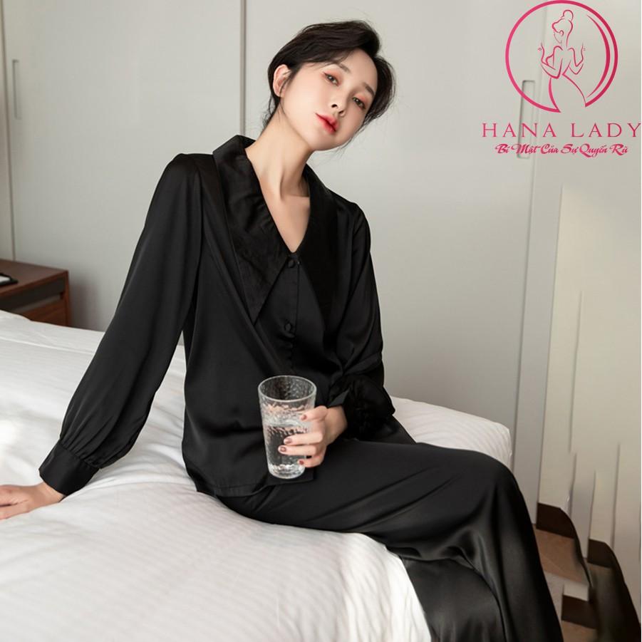 Pijama lụa - Đồ mặc nhà, đồ ngủ nữ tay dài cao cấp PJ458