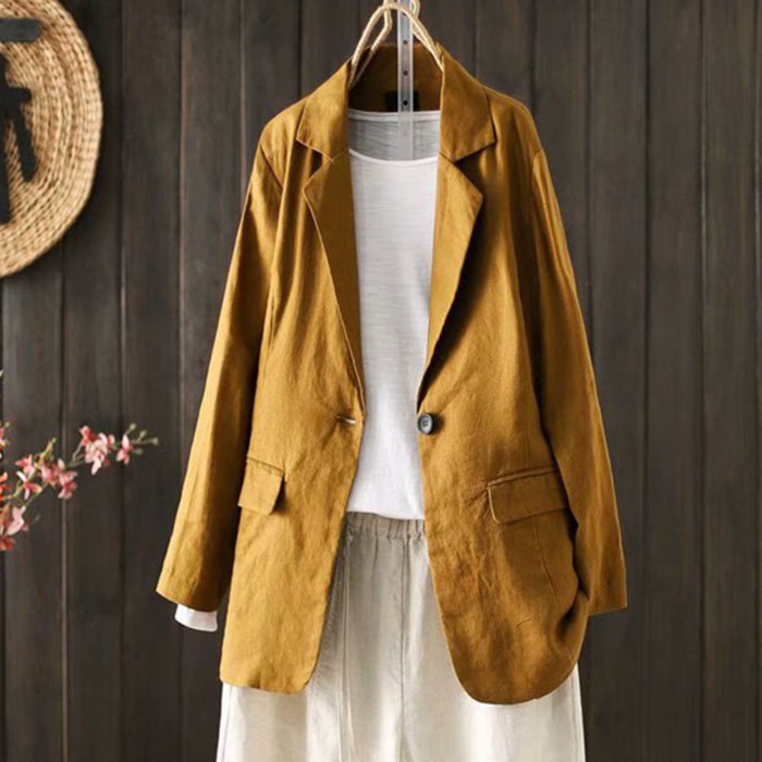 Áo vest Blazer Linen nữ túi bổ nắp 1 khuy trẻ trung ArcticHuntẻ, thời trang thương hiệu chính hãng