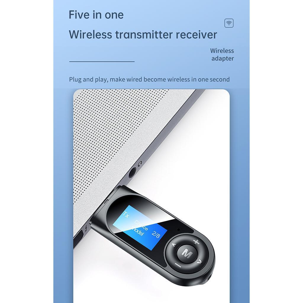 2 in 1 LCD USB Bluetooth 5.0 Adapter Stereo Audio Receiver &