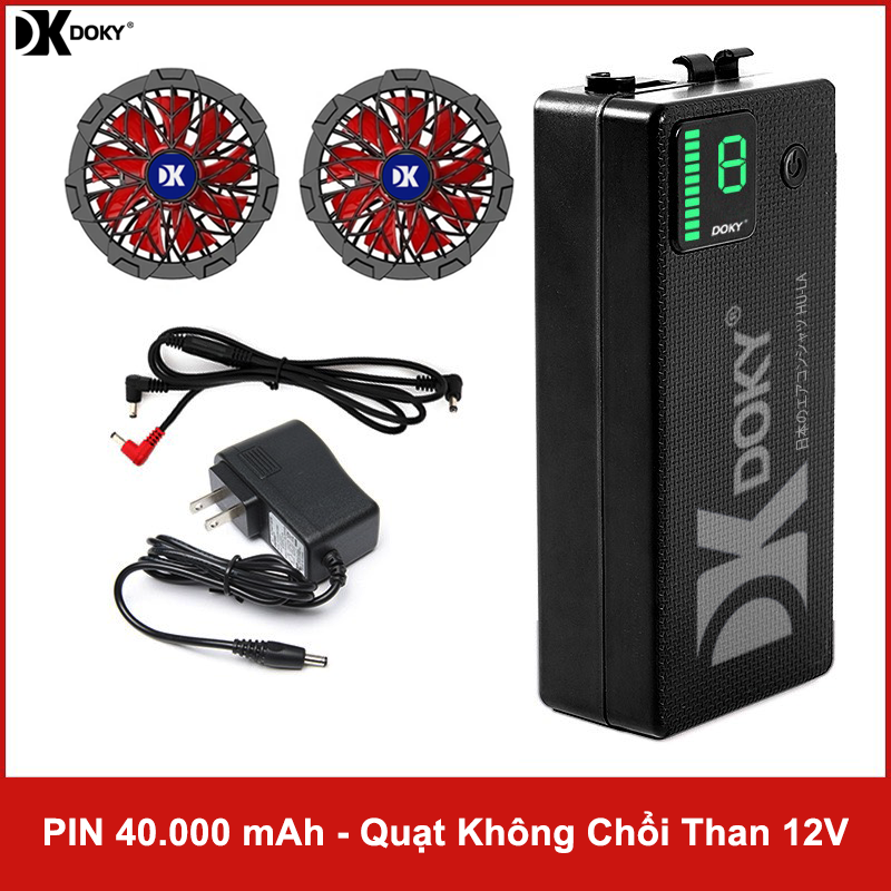 [Xả Kho, Giảm Giá] Bộ Phụ Kiện Áo Điều Hòa ZASKY Nhật Bản Cao Cấp, PIN 40.000mAh, Quạt 12V, Chạy 18-20 T`iếng, Có 8 Số Gió Màn Hình LED, BH 12 Tháng