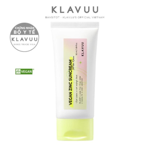 Kem chống nắng thuần chay cấp ẩm dịu nhẹ KLAVUU Vegan Zinc Suncream SPF50+ PA++++ 50ml