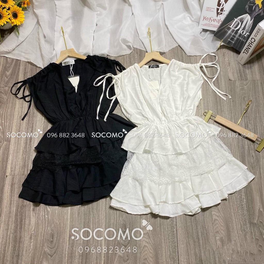 Set áo tay rút pha ren