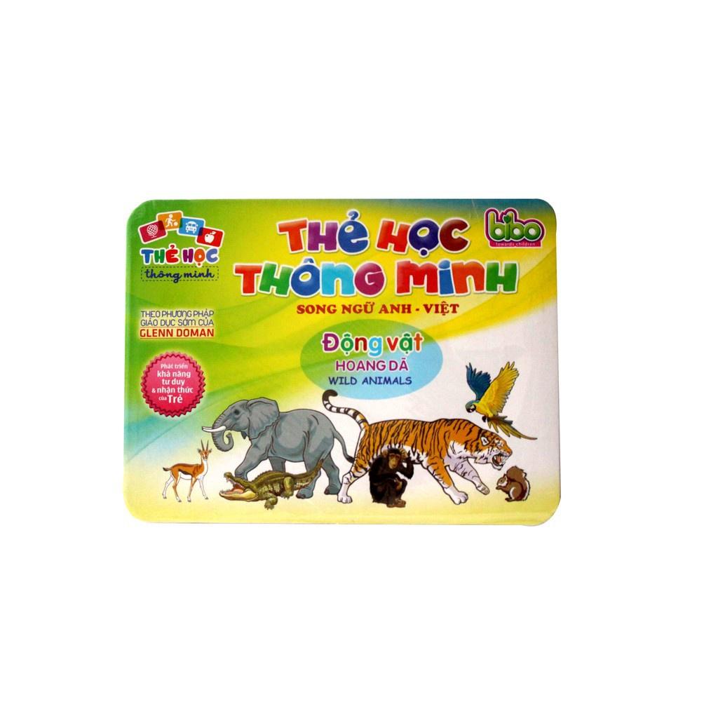 Thẻ học thông minh song ngữ bibo - đồ chơi thông minh flashcard anh việt chủ đề động vật hoang dã