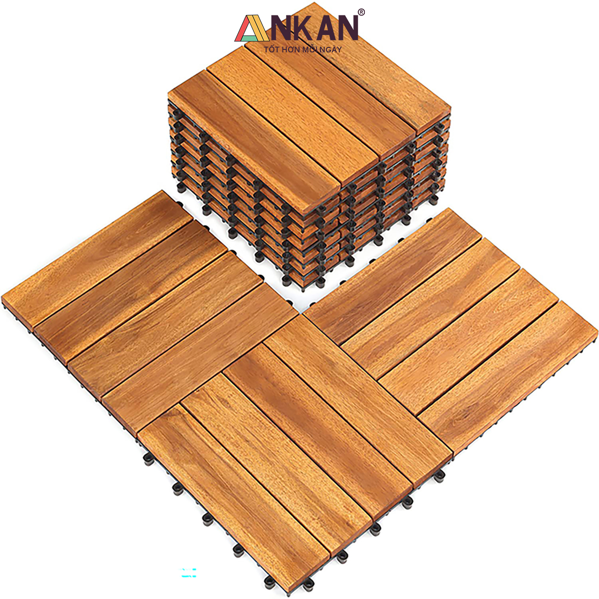 Vỉ Gỗ Lót Sàn Ban Công Cao Cấp 4 Nan – Chống Thấm, Bền Bỉ, Màu Vàng Sang Trọng
