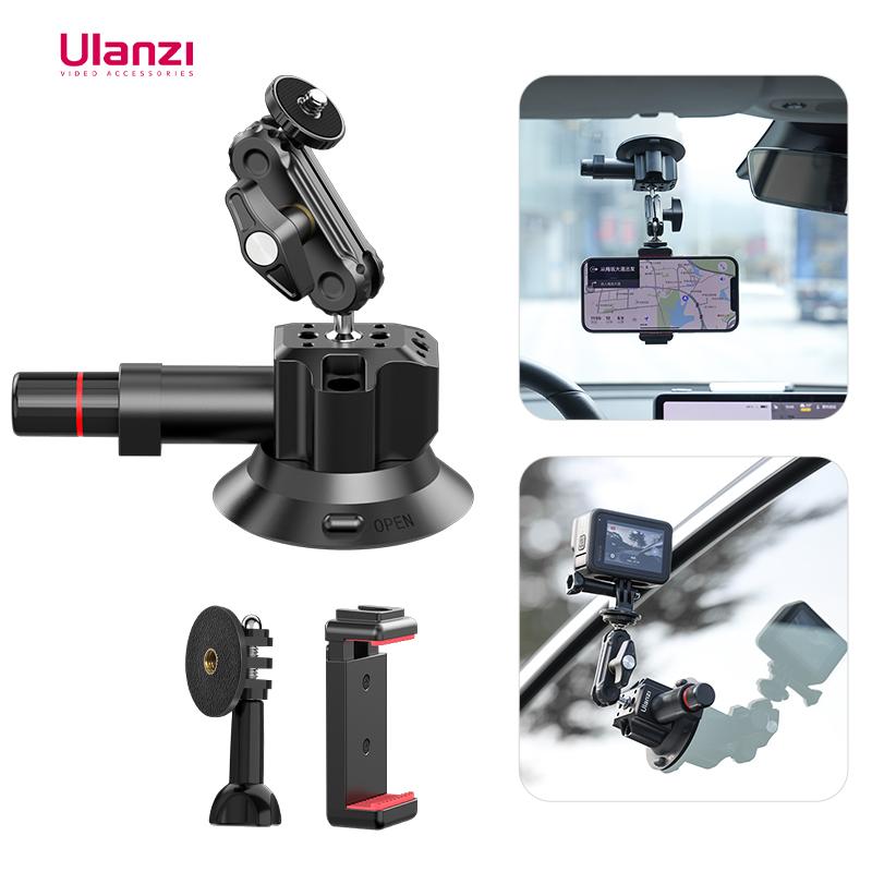 Ulanzi xe điện thoại hành động Camera Máy bơm tay Bơm tay hút 360 ° Có thể điều chỉnh 1/4 "3/8" cho GoPro Insta360 DJI Action Điện thoại thông minh