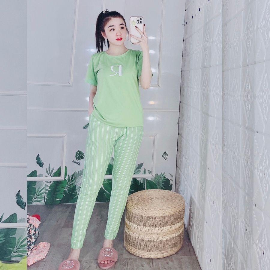 Đồ bộ nữ đồ bộ mặc nhà ngủ thể thao bigsize quần dài sọc đẹp dễ thương cute thun cotton ESHOP DB16 Đồ bộ nữ trung niên