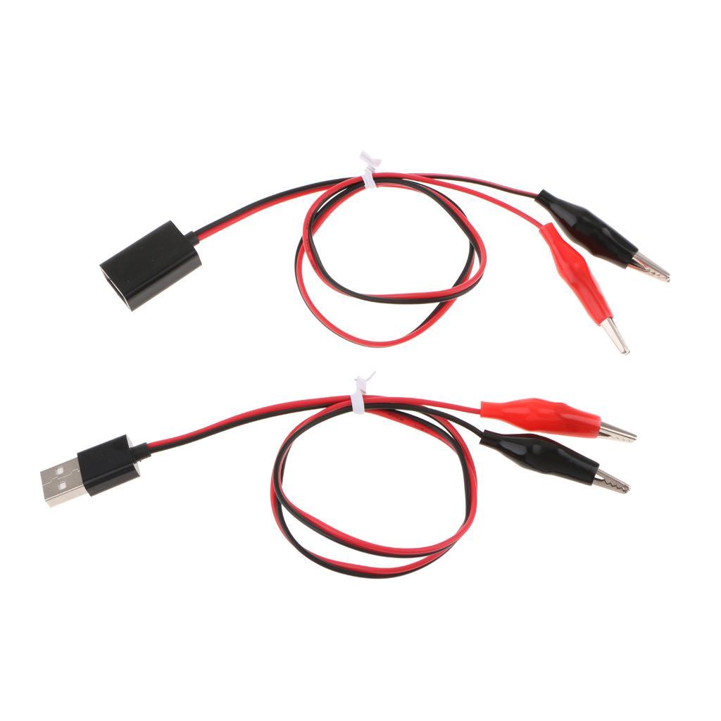 Alligator Test Clips Clamp to USB Male + Female Cable 53cm