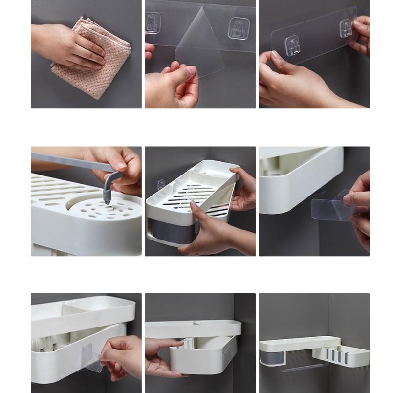 Kệ dán tường xoay đa chiều để đồ nhà tắm bền đẹp, kệ treo tường gấp gọn đựng đồ đa năng không cần khoan tường tiện dụng