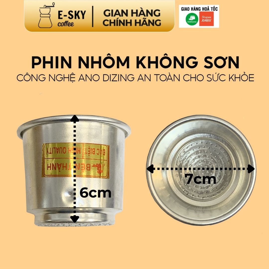 Phin Cà Phê Nhôm Nguyên Chất Không Sơn E-SKY COFFEE Size Nhỏ - 7cm - BTN