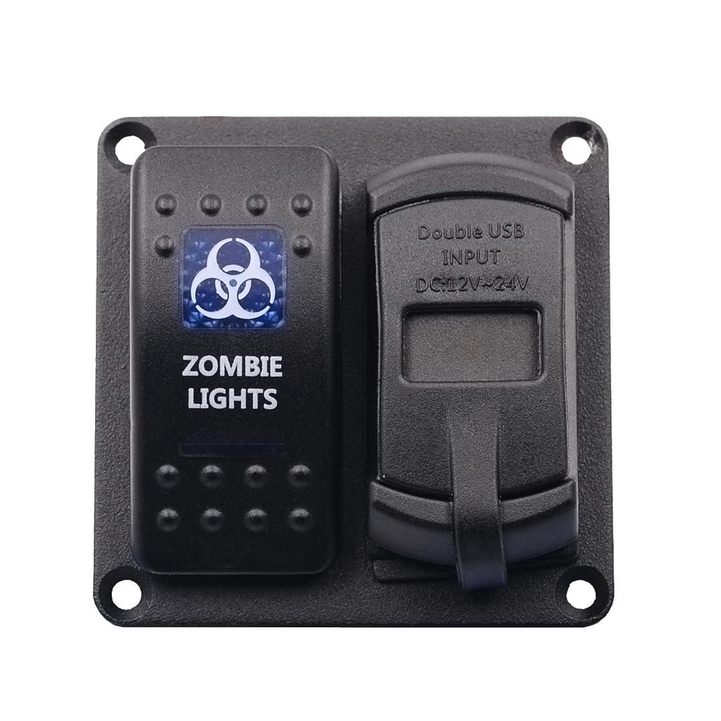 Zombie Lights Push  Dual USB Port Charger + Voltmeter DC 12/24V Car