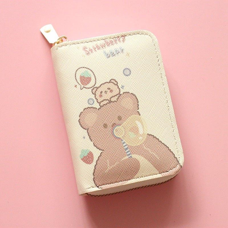 VÍ DA PU CẦM TAY ĐỰNG THẺ TÍN DỤNG, TIỀN HOẠ TIẾT NHIỀU HÌNH NHIỀU NGĂN CÓ KHÓA KÉO HOT TREND SIÊU CUTE