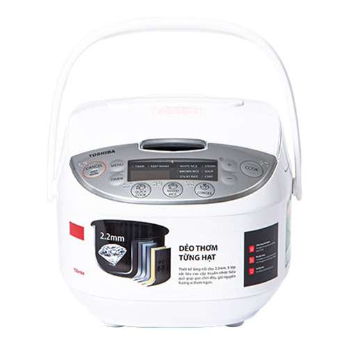 Nồi cơm điện tử Toshiba RC-10DH2PV - 1.0L - Lòng nồi dày 2.2mm, chống dính - Hàng chính hãng, bảo hành 12 tháng