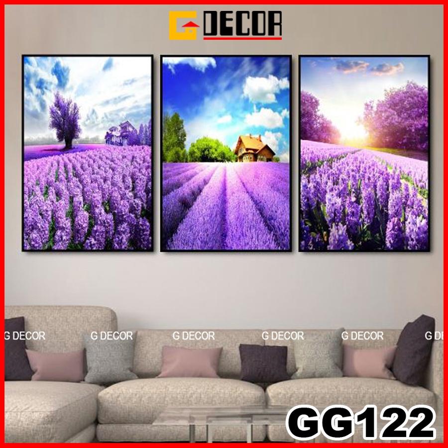 Tranh treo tường canvas 3 bức phong cách hiện đại Bắc Âu 122, tranh phong cảnh trang trí phòng khách, phòng ngủ, spa