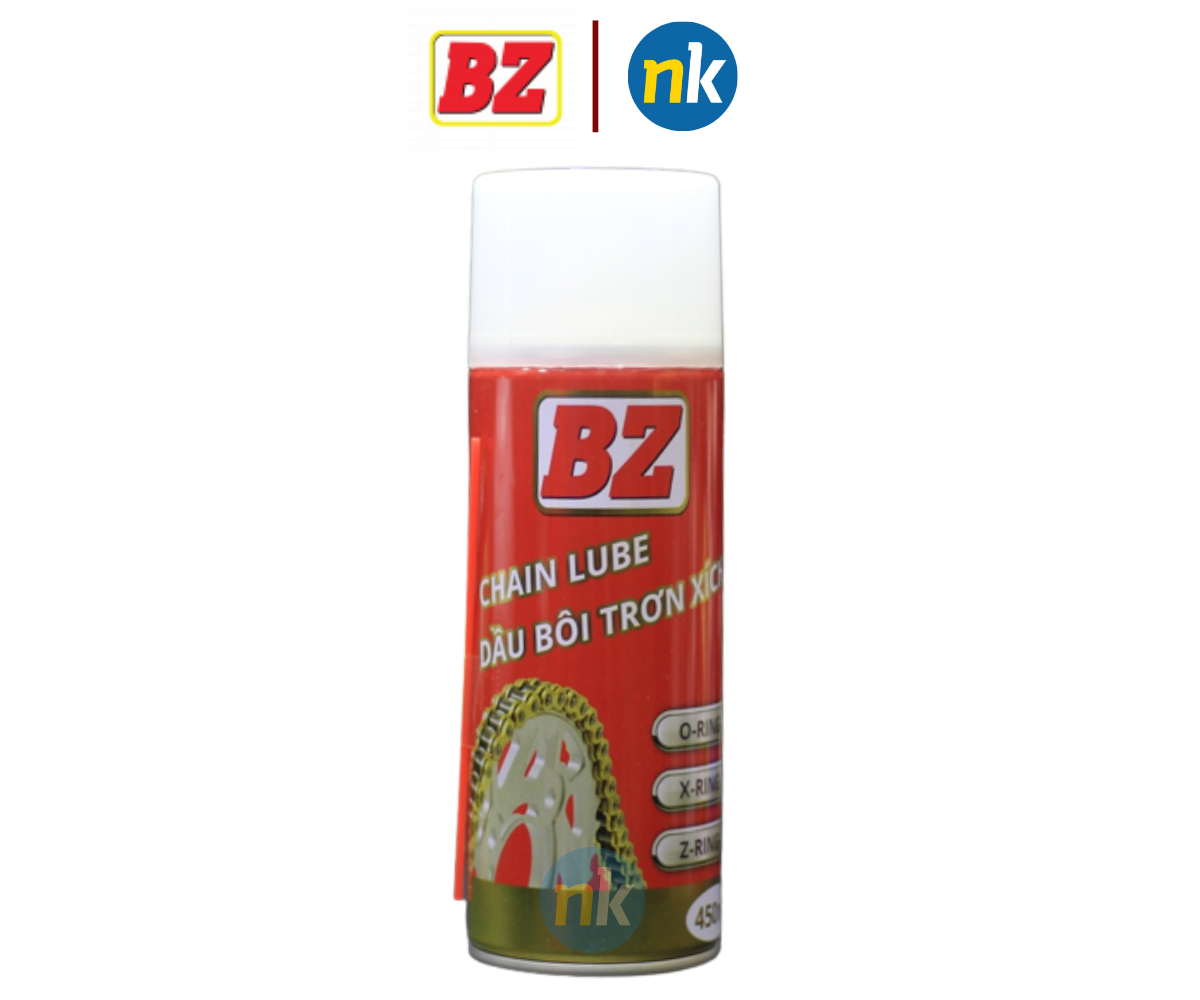 Chai xịt bảo dưỡng sên xích, sên trần, sên phốt cao su thương hiệu BZ Chain Lube 450ml - Hàng Chính Hãng 100%