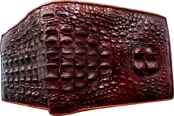Ví Nam Da Cá Sấu Nguyên Con Huy Hoàng HT2205 (12.5 x 10 cm) - Nâu Đỏ