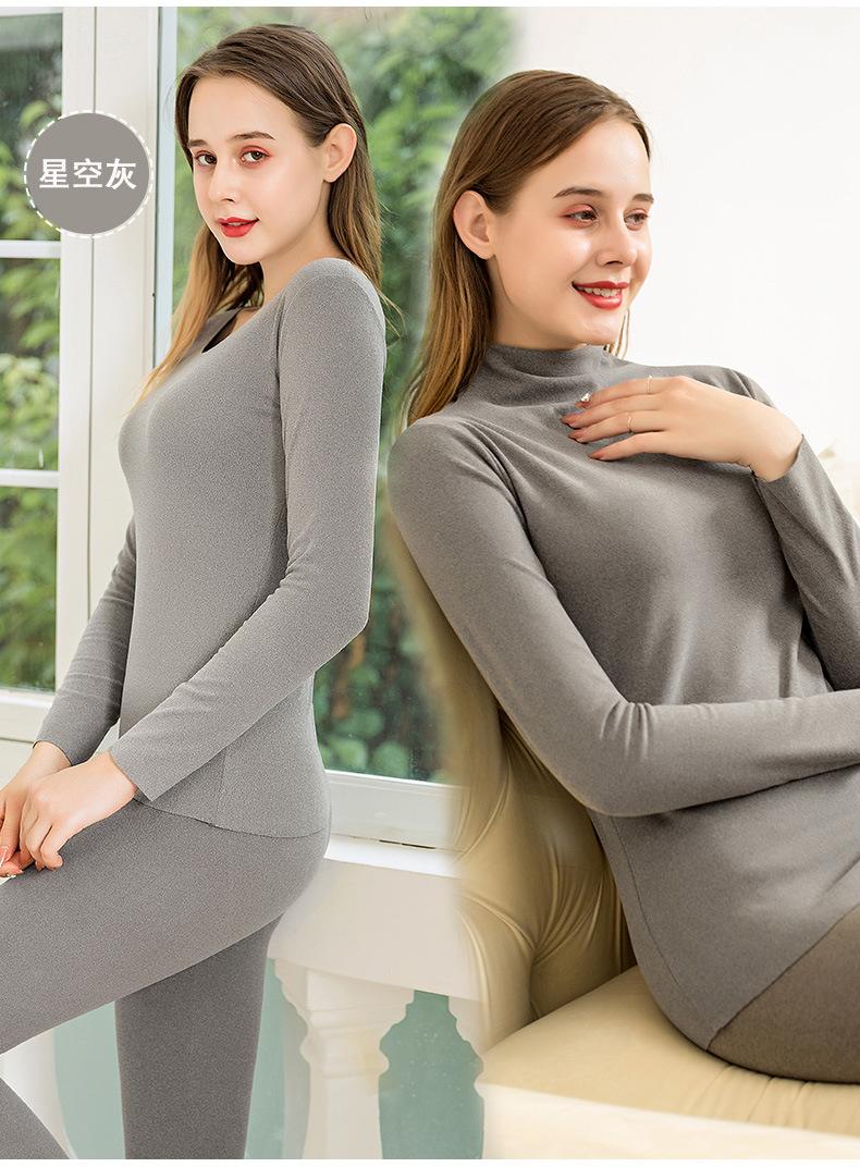 Cao Cổ Nữ Quần Lót Sinh Nhiệt Dày Dài Johns Mùa Đông Ấm Áp Bộ Quần Áo Nữ Nhiệt Áo Nữ Thứ Hai Da Quần Áo