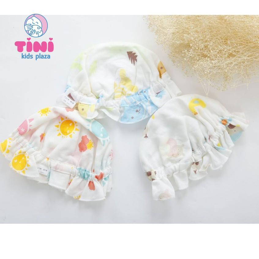 Nón tiểu thư cao cấp cho bé sơ sinh từ 0 - 3 tháng tuổi - Mũ vải cotton nhún bèo cao cấp cho bé gái