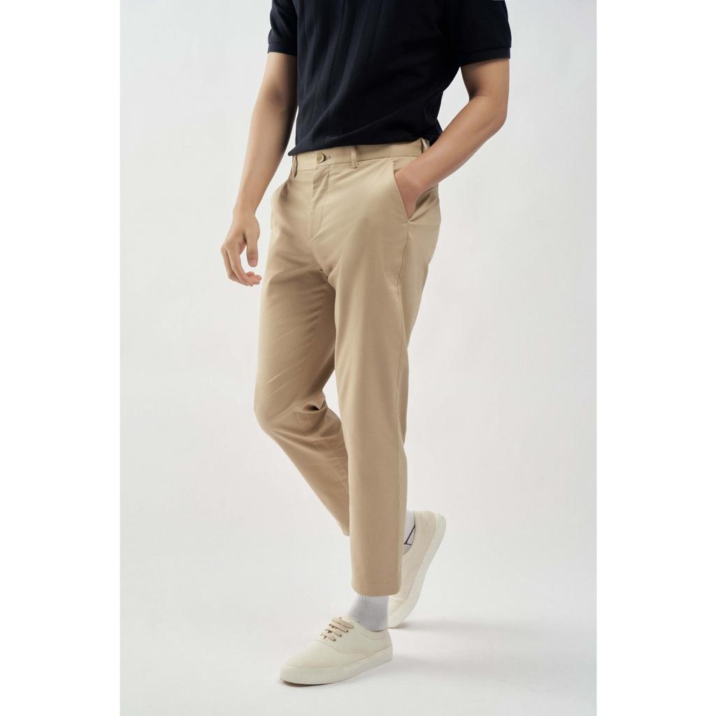 QUẦN KAKI NAM Lưng V form slim crop (2 màu) cotton cao cấp có độ co giãn - 10F21PCA027 | LASTORE MENSWEAR