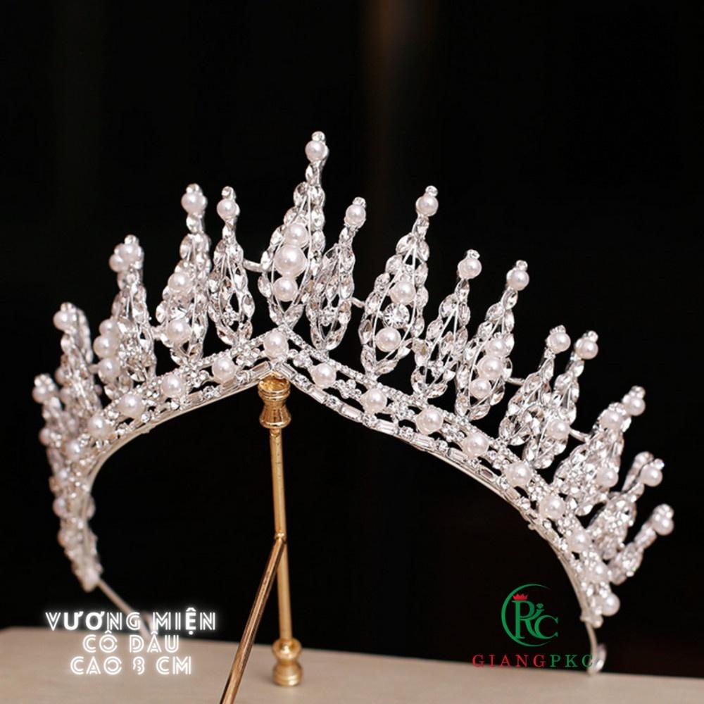 Vương miện cô dâu 8cm đá hạt trai Giangpkc Sp221336 mẫu mới 10/2021
