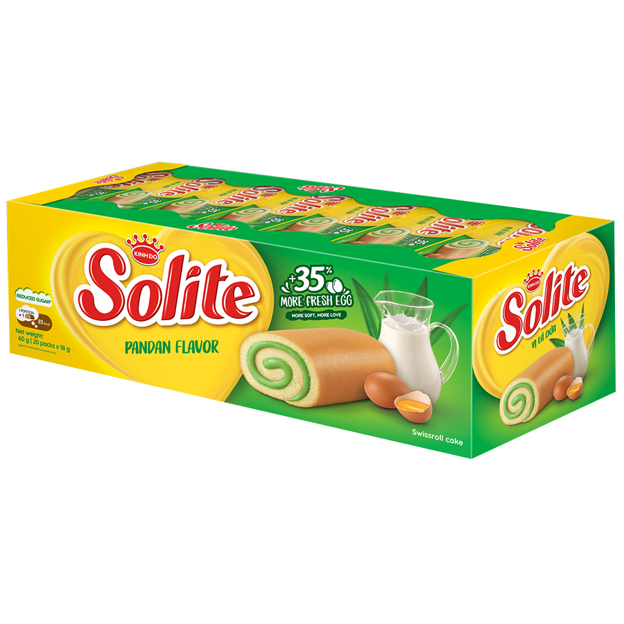 Bánh bông lan Solite cuộn kem lá dứa 360G
