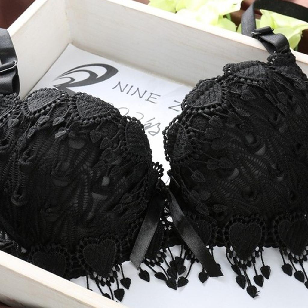 Womens Push Up Bra Set Embroidery  Lace Lingerie Bra Panties Set