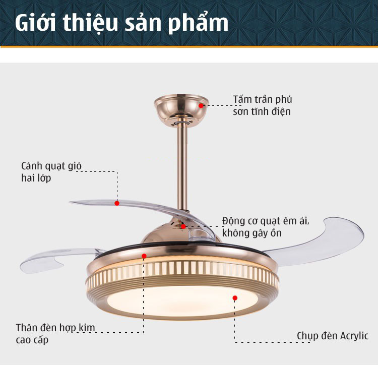 Đèn quạt trần MONSKY COPAS kiểu dáng Bắc Âu hiện đại cánh cụp cánh xòe,quạt đèn cánh xếp, điều khiển từ xa .