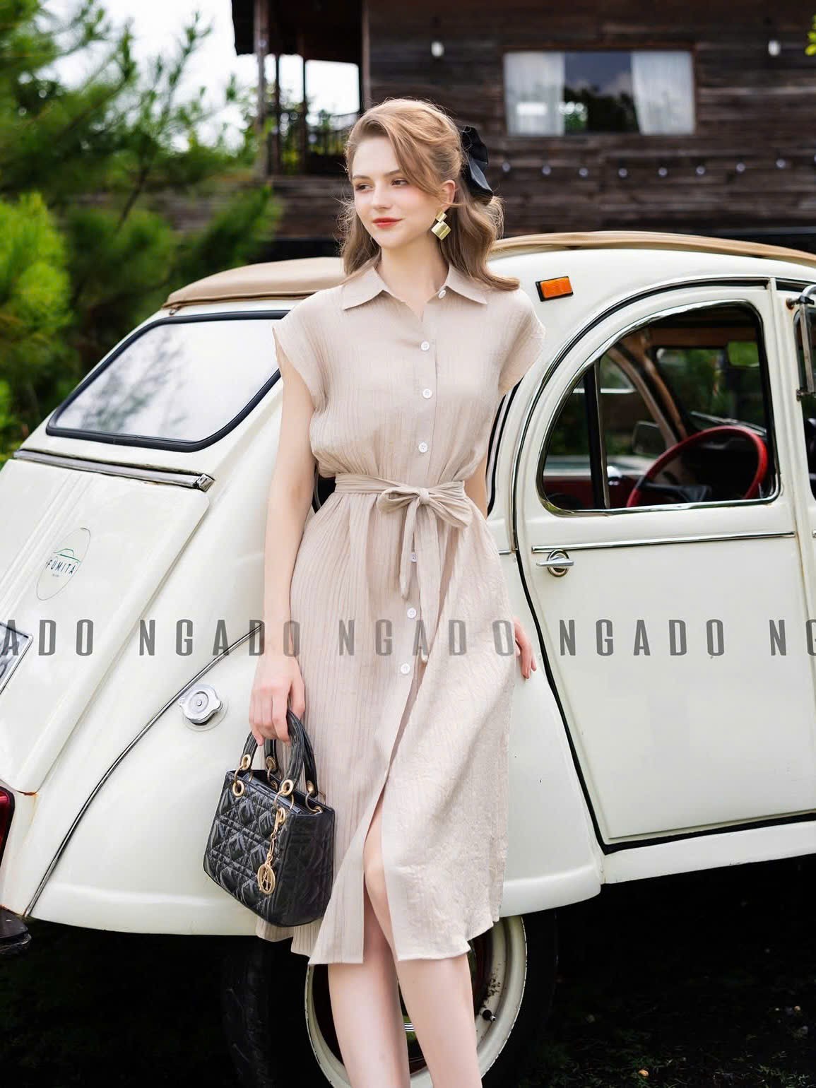 Đầm nude cột eo NGADO , đầm kiểu , đầm Nữ , đầm côgn sở, dự tiệc