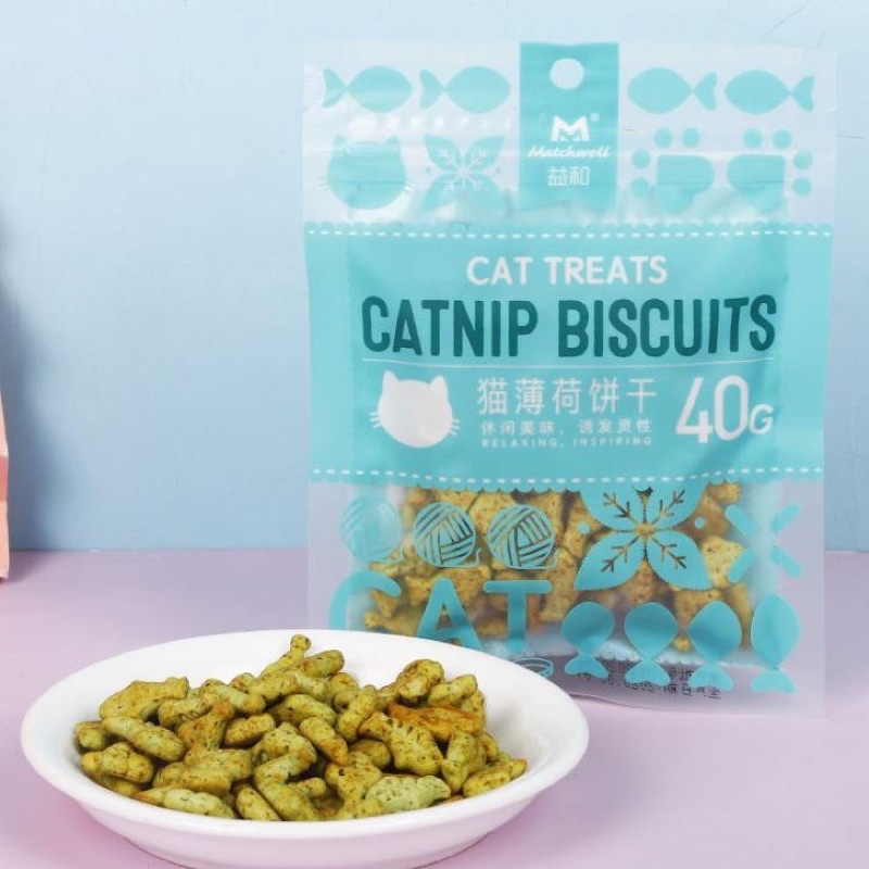 Bánh Cá Biscuits Catnip Giảm Búi Lông Viêm Răng Hôi Miệng Cho Mèo Gói 40g