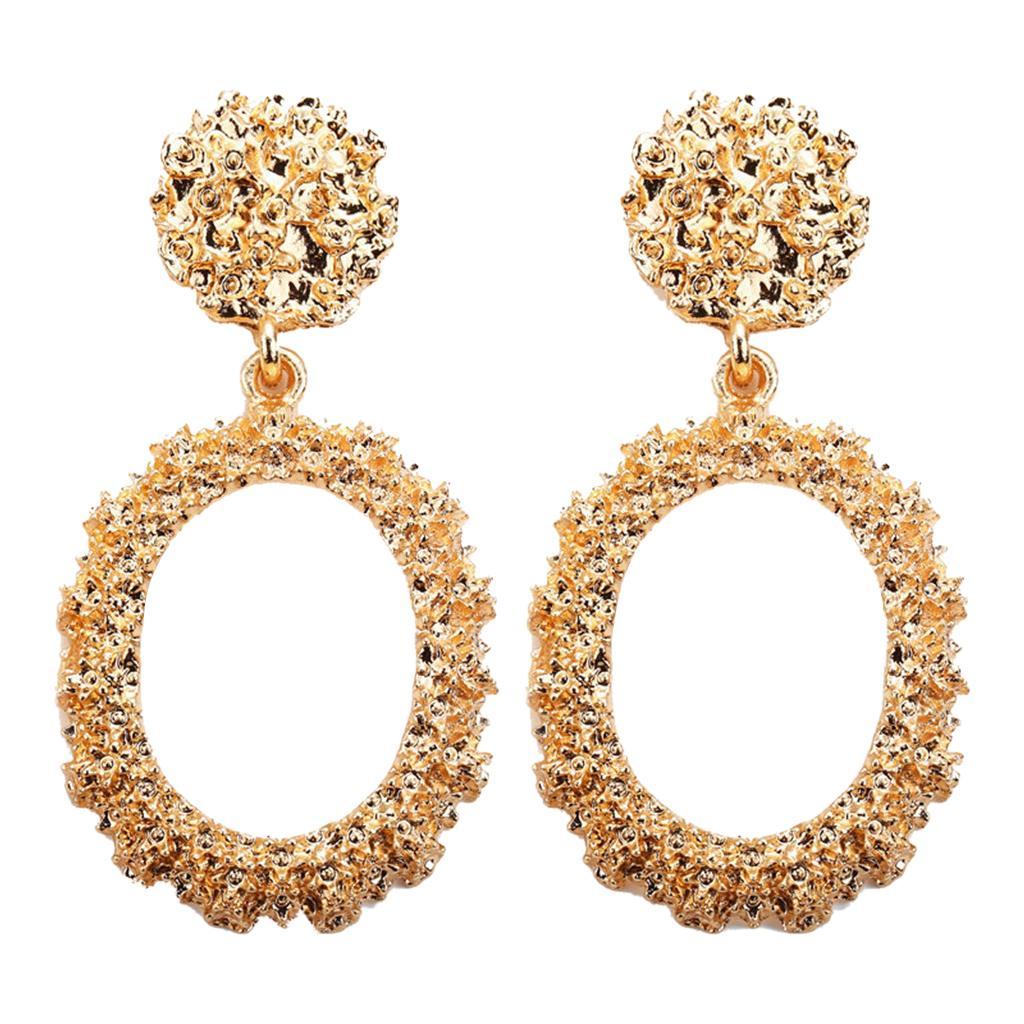Dangle Earrings Women Fashion Oval Hoop Court Ear Drop Golden