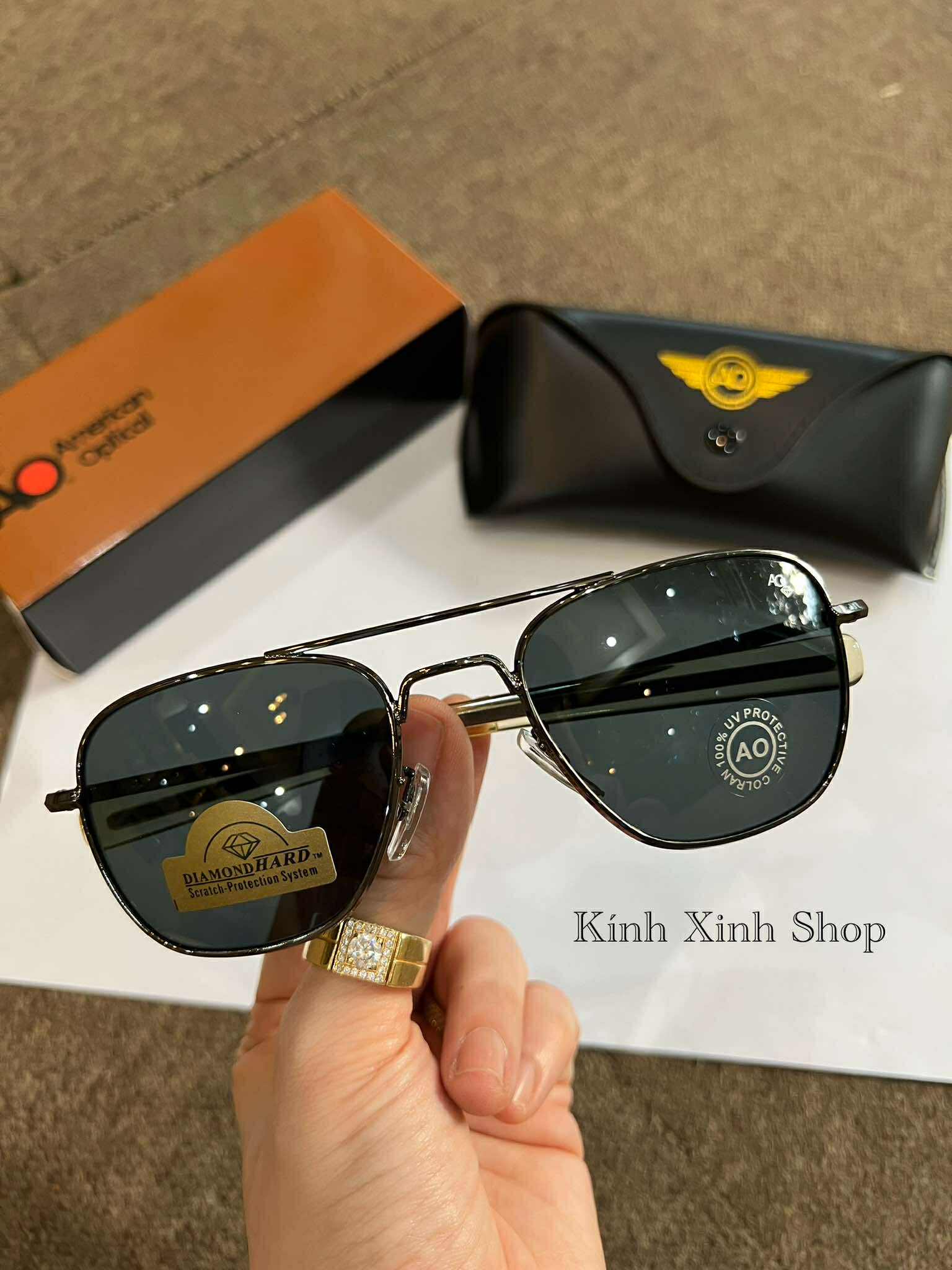 Kính râm thời trang phi công Cơn Ao Mắt thủy tinh kim cương