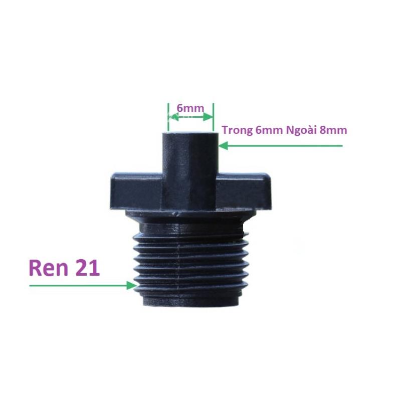 20 bộ Khởi thủy Ren 1/2" 20-21 Ra trơn trong 6 mm KT60A.21, Côn thu ống LDPE PE PVC 21-6 mm