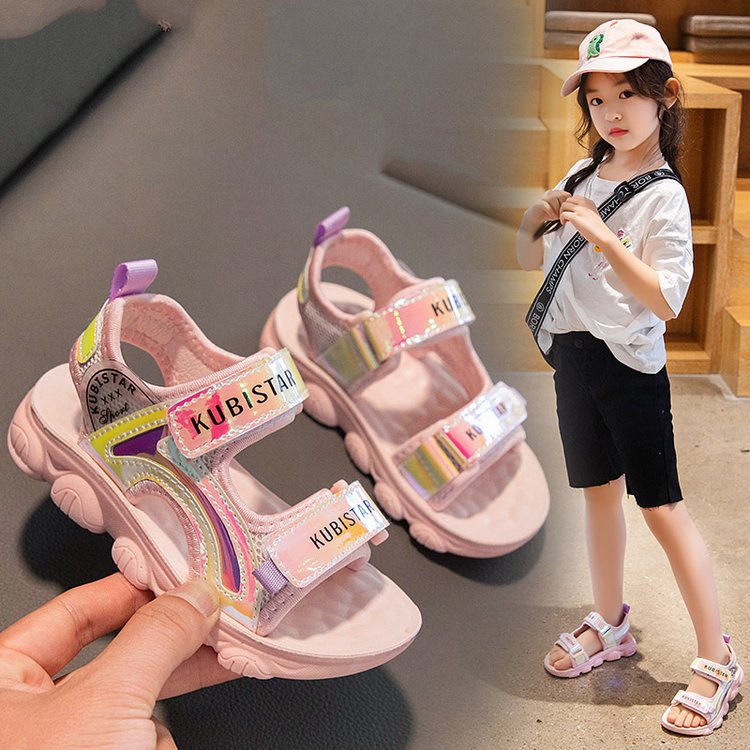 Hình ảnh Giày Sandals bé gái quai hậu dán thể thao siêu nhẹ, êm chống trơn cho trẻ em học sinh 6 - 12 tuổi đi học đi biển mùa hè – GSD9002
