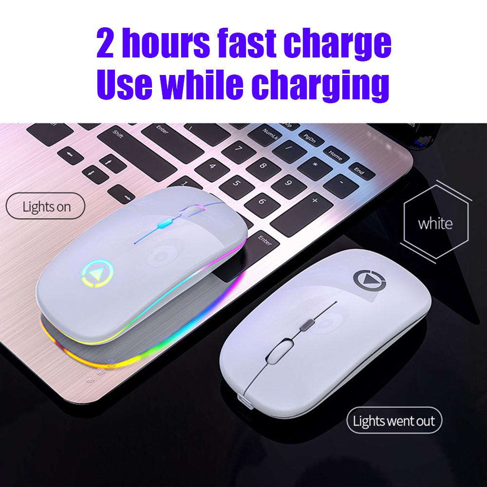 Chuột Không Dây RGB Bluetooth-Tương Thích Máy Tính Im Lặng Sạc Thiết Chuột Quang Chơi Game Máy Tính Laptop