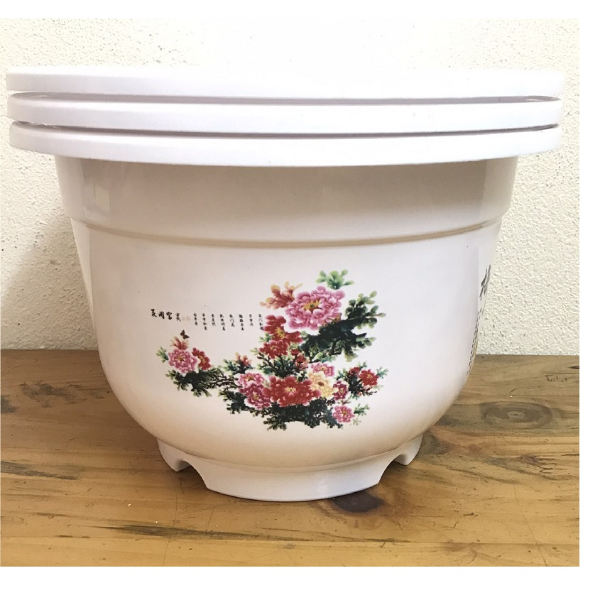 3 Châu Nhựa BỐN MÙA Hình Tròn Màu Trắng Kích Thước A250x170