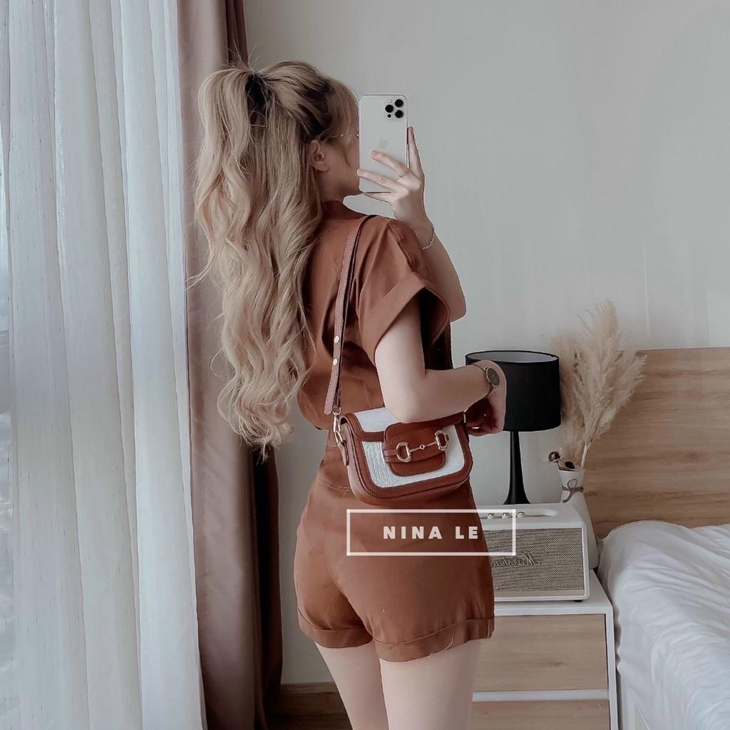 Set bộ đồ nữ áo tay ngắn phối quần đùi ống đứng cùng tone cá tính, xinh xắn dành cho các nàng đi chơi, dạo phố
