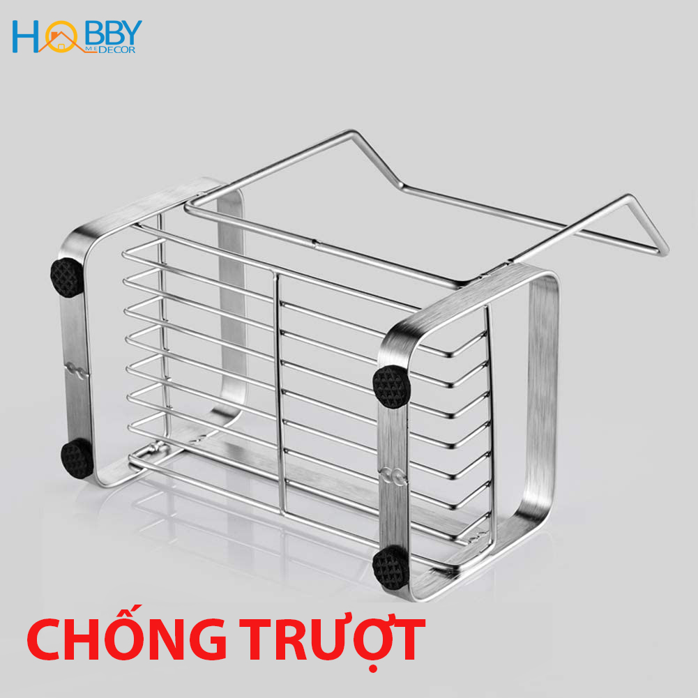 Kệ đựng đồ dùng rửa chén treo khăn bếp dán tường inox 304 HOBBY Home Decor KRC4 có miếng treo tường