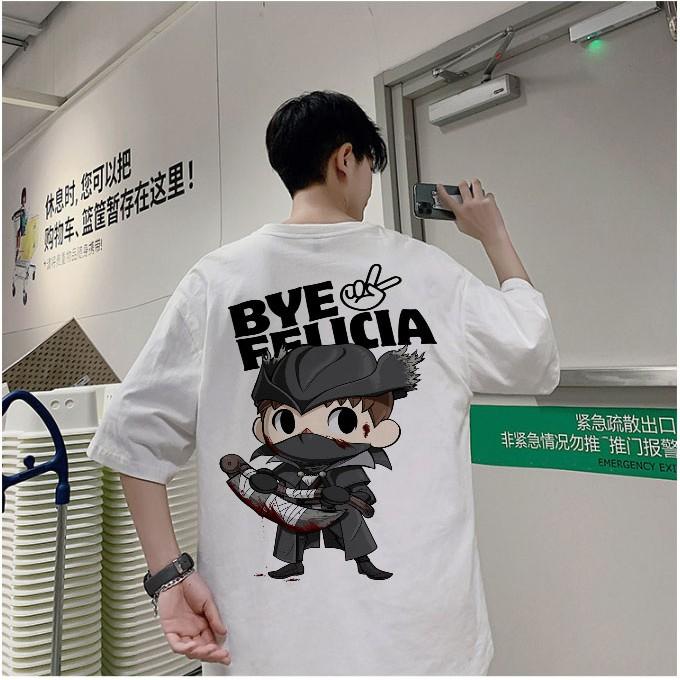 Áo thun tay lỡ form rộng unisex Ninja chibi black