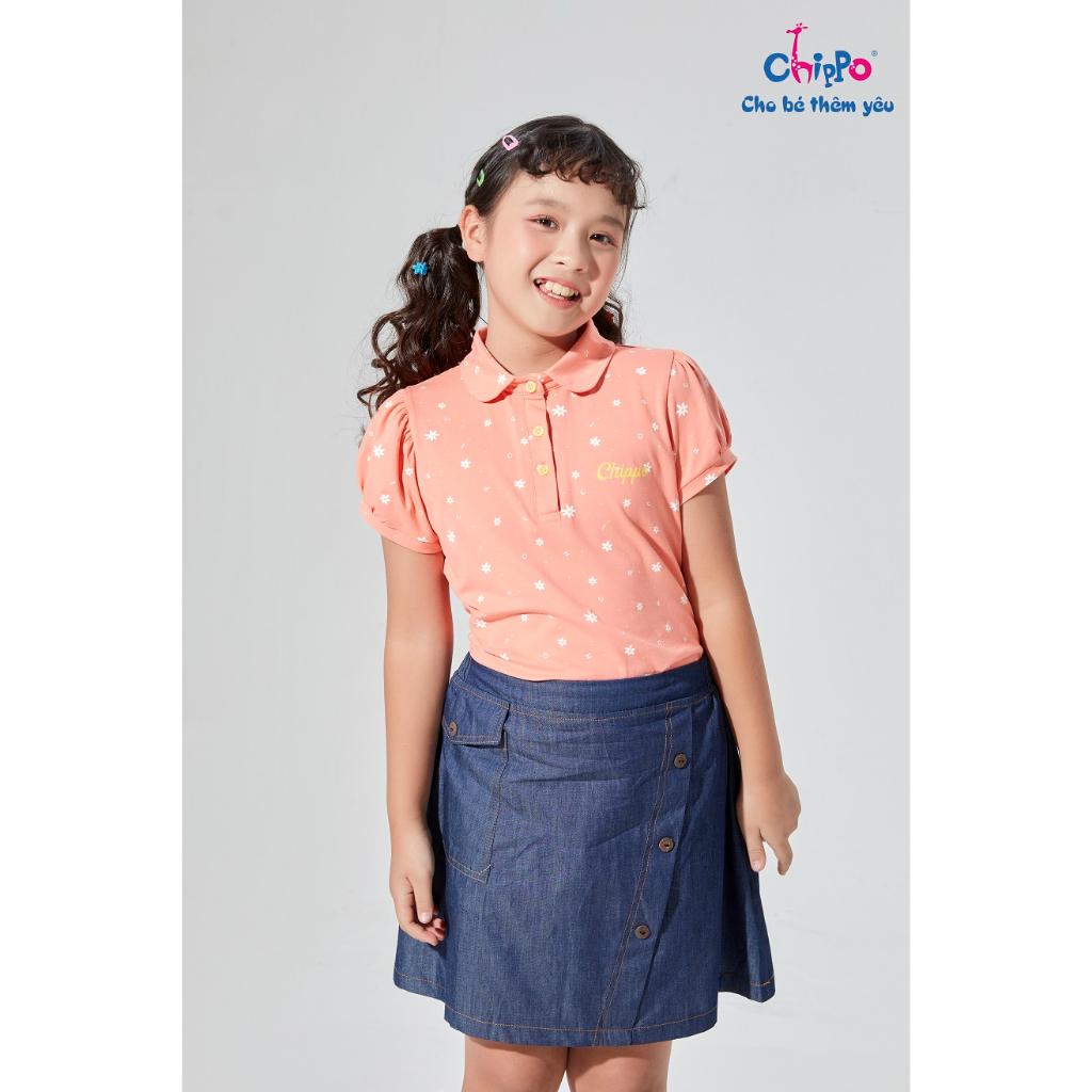 Áo Polo Chippo cho bé gái chất liệu 100% Cotton áo thun sơ mi đi học cho bé từ 7 đến 12 tuổi (24-42Kg