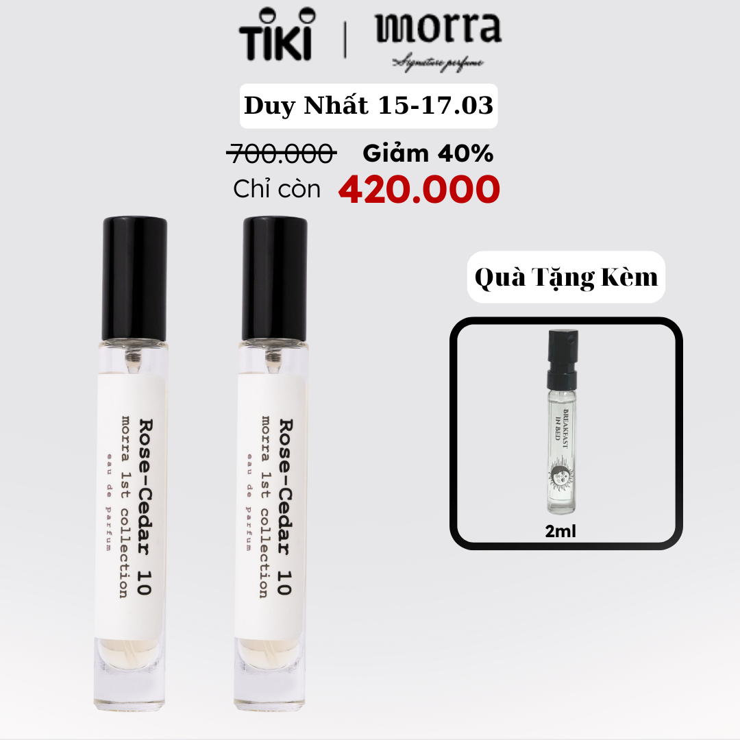 Bộ Đôi Nước Hoa Chính Hãng Morra Rose Cedar 10ml Nguyên Liệu Nhập Pháp Hương Hoa Cỏ Nữ Tính, Ngọt Ngào, Sang Trọng Và Quyến Rũ Lưu Hương Thơm Lâu