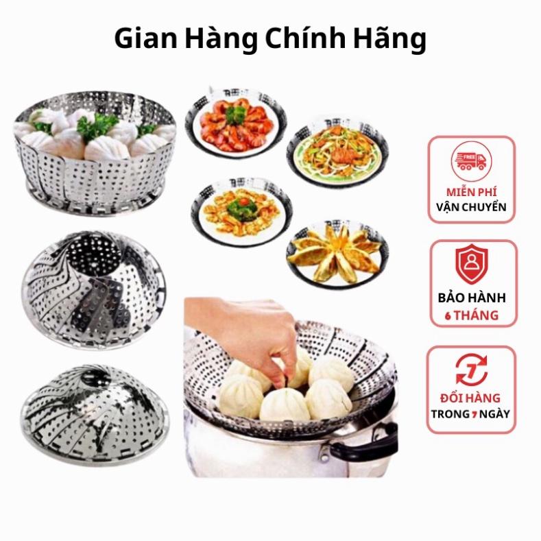 Vỉ hấp cách thủy inox 304 - Xửng hấp gấp gọn đa năng tiện lợi dùng đồ xôi - Vỉ hấp xòe có 3 chân gấp gọn inox không gỉ