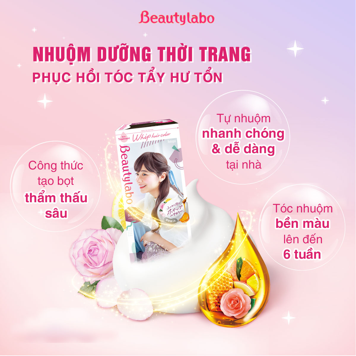 Thuốc nhuộm tóc tạo bọt Beautylabo – Whip Hair Color Nhật Bản