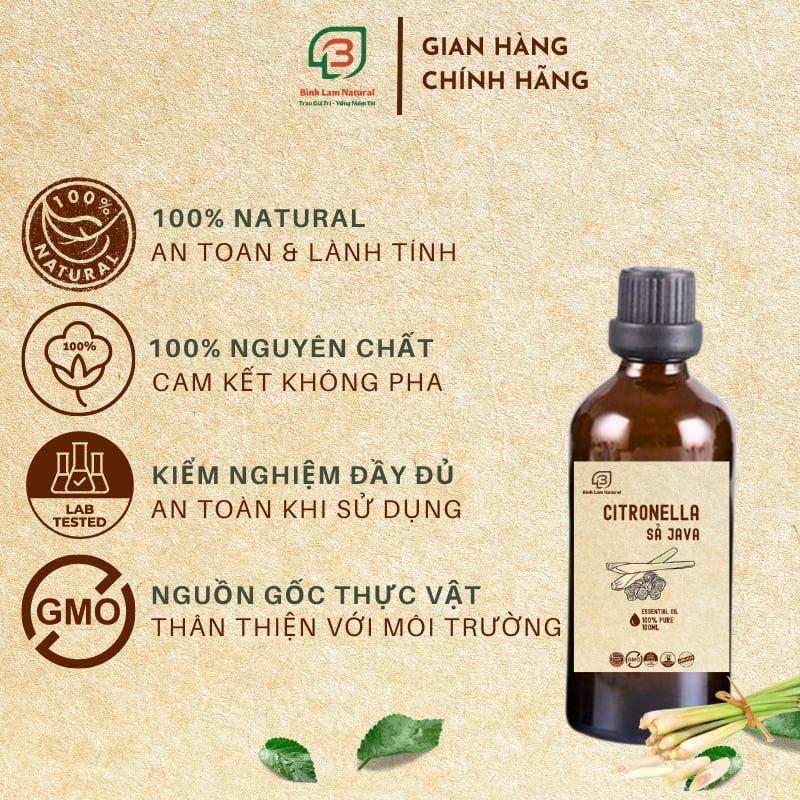 Combo 02 Tinh dầu sả java nguyên chất thơm phòng, kháng khuẩn, đuổi muỗi Bình Lam Natural 100ml
